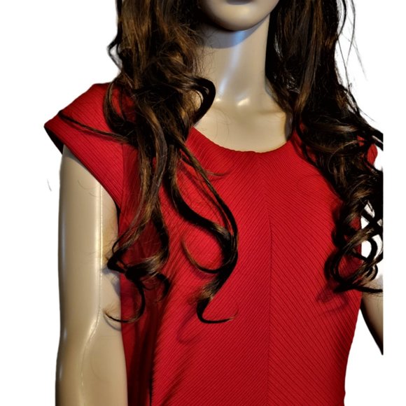 H&M Red Cap Sleeved Dress Knee Length Size 12 - Picture 2 of 7
